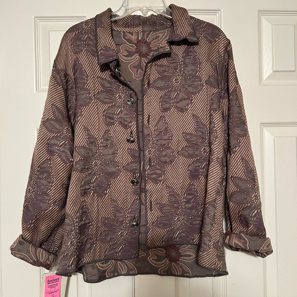 Tan and Brown Floral Jacket - Winding River